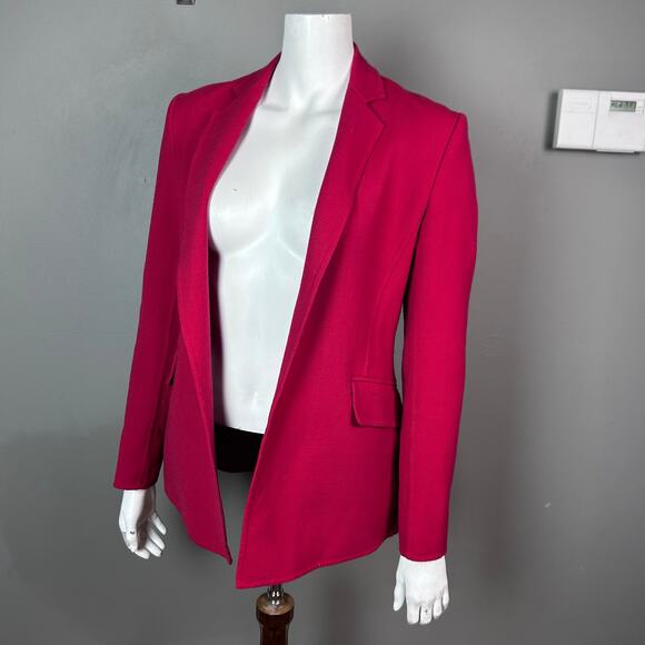 Theory sweater blazer size 2 red wool office suiting swacket minimalist tailored - Picture 4 of 12